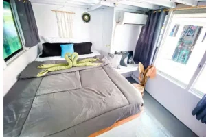 double bed on standard boat cabins